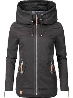 Navahoo Damen leichte Übergangsjacke mit Kapuze Wekoo Schwarz Gr. M von Navahoo