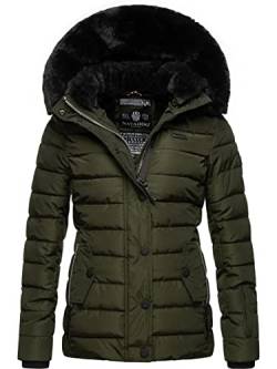 Navahoo Damen warme Winter Steppjacke mit Abnehmbarer Kapuze Milianaa Olive Gr. XS von Navahoo