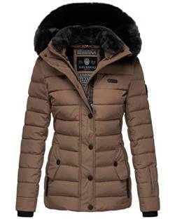 Navahoo Damen warme Winter Steppjacke mit Abnehmbarer Kapuze Milianaa Taupe Gr. XS von Navahoo