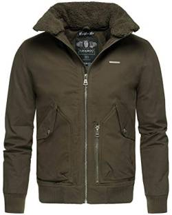 Navahoo Herren Piloten Winter Jacke Kurz Teddyfell gefüttert Hochkragen B663 [B663-Ji-Dunkelgrün-Gr.3XL] von Navahoo