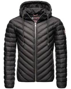 Navahoo Herren Übergangsjacke Jacke Steppjacke Stepp gefüttert mit Kapuze B837 [B837-Fey-Schwarz-Gr.L] von Navahoo