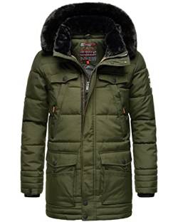 Navahoo Herren Winter Jacke Parka Winterjacke Stepp lang warm B849 [B849-Luaa-Olive-Gr.S] von Navahoo