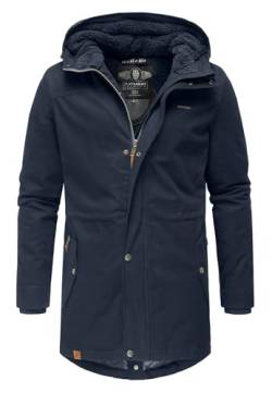 Navahoo Herren Winterjacke Parka Jacke warm lang Kapuze B662 [B662-Manak-Navy-Gr.L] von Navahoo