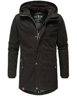 Navahoo Herren Winterjacke Parka Jacke warm lang Kapuze B662 [B662-Manak-Schwarz-Gr.3XL] von Navahoo