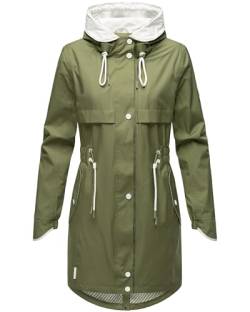 Navahoo leichter Damen Übergangsmantel langer Parka mit Kapuze Xankaa Dusty Olive Gr. L von Navahoo