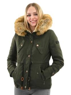 Navahoo warme Damen Designer Winter Jacke Winterjacke mit Kapuze und Teddyfell B643 [B643-Pearl-Grün-Gr.XS] von Navahoo