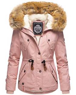 Navahoo warme Damen Designer Winter Jacke Winterjacke mit Kapuze und Teddyfell B643 [B643-Pearl-Rosa-Gr.M] von Navahoo