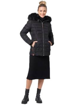 Navahoo warme Damen Winter Jacke Steppjacke mit Teddyfell B900 [B900-Umay-Pri.-Schwarz-Gr.S] von Navahoo