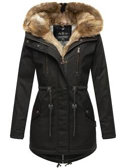 Navahoo warme Damen Winter Jacke lang Teddyfell Winterjacke Parka Mantel B648 [B648-Diamond-Schwarz-Gr.S] von Navahoo