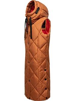 Navahoo warme Damen Winter Steppweste lang mit Kapuze Schnuckel Rusty Cinnamon Gr. L von Navahoo