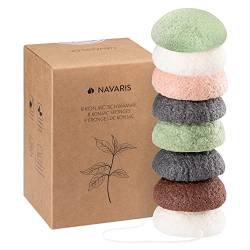 Navaris 8x Konjac Schwamm Set - Gesichtsschwamm Reinigungsschwamm - Schwämme für unreine normale sensible Haut - vegan pH-neutral natürlich - 8 Stück von Navaris