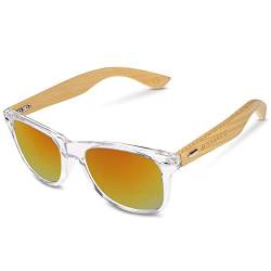 Navaris Holz Sonnenbrille UV400 - Unisex Damen und Herren Brille mit Bambus Bügeln - Holzbrille mit Etui - unterschiedliche Farben von Navaris