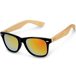 Navaris Holz Sonnenbrille UV400 - Unisex Damen und Herren Brille mit Bambus Bügeln - Holzbrille mit Etui - unterschiedliche Farben von Navaris