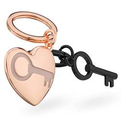 Navaris Schlüsselanhänger Set aus Herz und Schlüssel - Love Puzzle Anhänger Keychain für Schlüsselbund Handtasche Koffer - 8,2x8,2x4cm - roségold anthrazit von Navaris