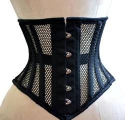 Naveed Damen Unterbrust Korsett Waist Trainer Mesh Corset Corsage mit starker Schnürung (36, Schwarz), ME-343 von Naveed