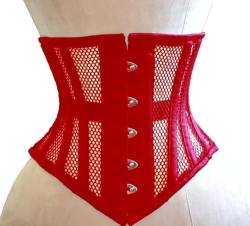 Naveed Damen Unterbrust Korsett Waist Trainer Mesh Corset Mesh Corsage mit starker Schnürung für Taillentraining und Taillenreduktion (32, Rot) von Naveed