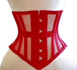 Naveed Damen Unterbrust Korsett Waist Trainer Mesh Corset Mesh Corsage mit starker Schnürung für Taillentraining und Taillenreduktion (36, Rot) von Naveed