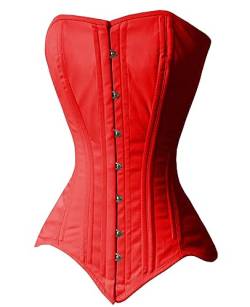 Naveed Damen Vollbrust Baumwolle Korsett, Heavy Duty Cotton Corset, Taillenkorsett für Taillenreduktion und Taillentraining (32, Rot) von Naveed