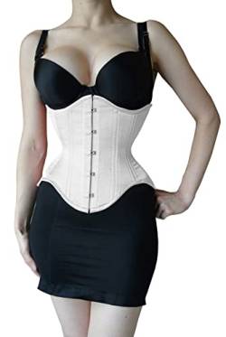 Naveed Starkes strapazierfähiges Korsett aus Baumwolle, Unterbrust Korsett, Heavy Duty Cotton Corset, Taillenkorsett (as3, numeric, numeric_34, regular, regular, Weiß) von Naveed