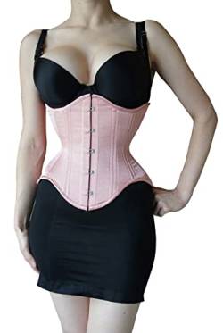 Naveed Starkes strapazierfähiges Korsett aus Baumwolle, Unterbrust Korsett, Heavy Duty Cotton Corset, Taillenkorsett (as3, numeric, numeric_38, regular, regular, Rosa) von Naveed