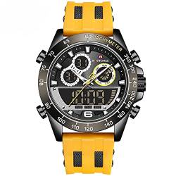 NAVIFORCE Digitale Sport-Armbanduhr für Herren, wasserdicht, multifunktional, Chronograph, Silikonarmband gelb von Naviforce