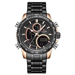 Naviforce Digitaluhr Herren Luxus Edelstahl Analog Quarz wasserdichte Uhren Chronograph Militär Multifunktionale Armbanduhr von Naviforce