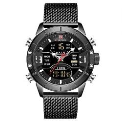 Naviforce Herren Digitaluhr wasserdichte Sportuhren Edelstahl Militär Quarzuhr Armbanduhr von Naviforce