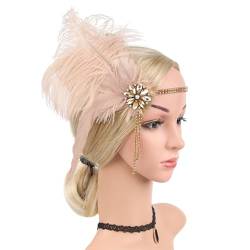 Feder-Stirnbänder, Cocktail-Kopfbedeckung für Mädchen, Maskerade, Haarschmuck, 1920er-Jahre, Flapper-Stirnband, Kristalle, funkelndes Stirnband von Navna