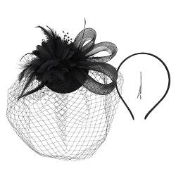 Navna Vintage-Fascinator-Stirnband, exquisite Rose, für Teeparty, Hochzeit, Kostüm, Pillbox, Hut, Damenschmuck für Beerdigung/Hochzeit, Feder-Stirnbänder für Frauen von Navna