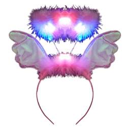 Niedliches Engelsflügel-Halo-Stirnband, leuchtender Haarreif, modisch, für Halloween, Party, Frisur, leicht, beleuchtet, Weihnachts-Stirnbänder für Damen, Weihnachts-Stirnbänder für Erwachsene, von Navna