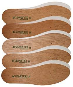 Nawemo 5er Pack/5 Paar Zedernholzsohlen Herren, antibakterielle Zedernholz Einlegesohlen gegen Schweißfüße, Fußgeruch, Fußpilz und Nagelpilz, dünne Einlegesohlen braun, Größe 46EU von Nawemo