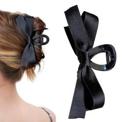 Nayyana® Schwarze Haarschleifen-Klauenklammer für Frauen und Mädchen, Schleife, Haarklammer, Backenklammern, Haarspangen für dickes, dünnes Haar, rutschfeste Krallenklemmen von Nayyana