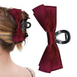 Nayyana Schwarze Haarschleifen-Klauenklammer für Frauen und Mädchen, Schleife, Backenklammern, Haarklammer, Haarspangen für dickes, dünnes Haar, rutschfeste Krallenklemmen - Rot von Nayyana