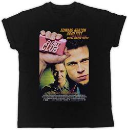 Fight Club Brad Pitt Movie Poster T-Shirt Mens Unisex Black Tees L von NeLLn