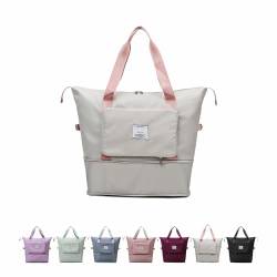 Foldie Travel Bag Expandable, Large Capacity Folding Travel Bag, Lightweight Waterproof Foldable Travel Bag, Travel Duffel Bag, Weekender Travel Bag, Overnight Bag for Women, Grey von NeZih