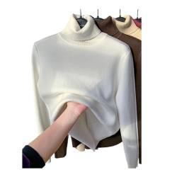 NeZih Winter-Fleece-Hemd mit dickem Strickboden, Rollkragenpullover für Damen, lässiger Dicker Rollkragenpullover, weich, Thermisch (Small,White) von NeZih