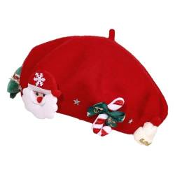 Damen Baskenmütze,Wollmützen, warme französische Barrette-Mütze | Süße Baskenmützen, süße Weihnachtsbaum-Nikolaus-Barrette-Mütze Neamou von Neamou