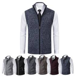 Nearflying Herren Fleece Weste Arbeit Täglich Freizeit Ärmellose Jacke Männer Weste Herren Reißverschluss Strick Stehkragen Weste, blau, XL von Nearflying