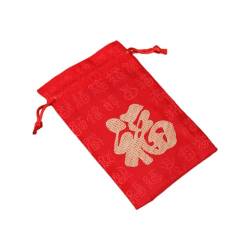 Chinesischer Brokat, Schmuck, Vintage, doppelseitig, bestickt, Geschenk, Kordelzug, Münzbörse, Taschen, Verpackung, verstellbare Beutel, rot, 10 x 13 cm von NeaxgeandX