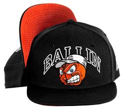 Nebelkind Snapback Cap Ballin' Schwarz Orangene Basketball-Comic-Figur Größenverstellbar Unisex One Size von Nebelkind