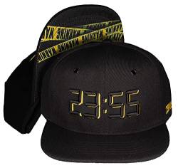 Nebelkind Strapback-Cap-Herren Damen Doomsday Schwarz-Gelb, Einheitsgröße OneSize, Größenverstellbar, Unisex, hochwertige Basecap trendig, Streetwear Style, Baseball-Kappe mit geradem Schirm, Retro von Nebelkind