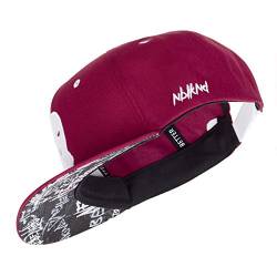 Nebelkind Snapback-Cap-Herren Damen Sturmmaske weinrot, Einheitsgröße OneSize, Größenverstellbar, Unisex, hochwertige Basecap trendig, Streetwear Style, Baseball-Kappe mit geradem Schirm, Retro von Nebelkind