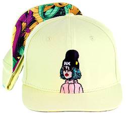 Nebelkind Snapback Cap Hellgelb Gelb Teal Comic-Figur Größenverstellbar Unisex One Size von Nebelkind