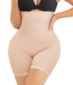 Nebility Frauen Taillentrainer Shapewear Bauchkontrolle Body Shaper Shorts Hi-Waist Butt Lifter Oberschenkel Slimmer, beige, Medium-Large von Nebility