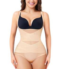 Nebility Shapewear-Body für Damen, Übergröße, Bauchkontrolle, nahtlos, Faja, kolumbianischer Taillentrainer, Miedergürtel, Beige, normale Größe, Large von Nebility