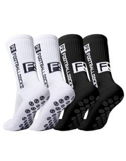 NebulaGlam Grip Socken Fussball, Fussballsocken Männer, Fussball Socken Herren Unisex Socks, Anti-Rutsch-Design, Maßstab 39-46 (Weiß+Schwarz) von NebulaGlam