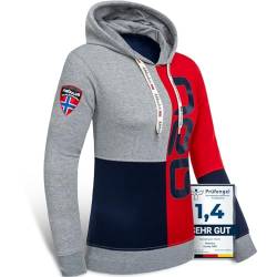 Nebulus Damen Hoody NEB, Pulli, Pullover, Sweatshirt (Model: P6101 - Damen, Navy-rot-grau; Größe: XXL/44) von Nebulus