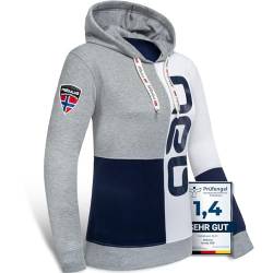 Nebulus Damen Hoody NEB, lässiger Pullover, Kapuzenpullover, Navy-weiß-grau - L/40 von Nebulus