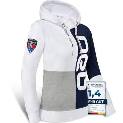 Nebulus Damen Hoody NEB, lässiger Pullover, Kapuzenpullover, grau-Navy-weiß - M/38 von Nebulus