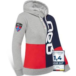 Nebulus Damen Hoody NEB, lässiger Pullover, Kapuzenpullover, rot-Navy-grau - L/40 von Nebulus